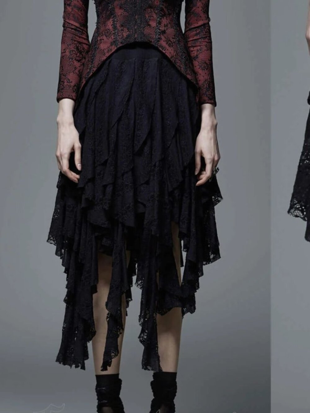 Decadence Skirt Goth Lace Irregular Asymmetrical Goth Witchy Punk Rave Ruffle